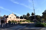 California Northern RR right of way in foreground with Amtrak Davis Station building in background